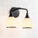 Black Bathroom Light Fixtures 2 Lights Vanity Lights with Milky White Frosted Glass Shade Bathroom Vanity Light 14 inch Wall Sconce Lighting Bath(Exclude E26 Bulb)