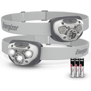 Energizer LED Headlamp PRO (2-Pack), IPX4 Water Resistant Headlamps, High-Performance Head Light for Outdoors, Camping, Running, Storm, Survival LED Light for Emergencies (Batteries Included) (Stone Gray)