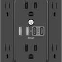 Addtam Surge Protector Outlet Extender, 6-Outlet Splitter with 4 USB Wall Charger(2 USB-C Ports), Multi Plug Wall Outlet 1800J Power Strip for Home Office Dorm Room Essentials, Black
