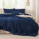 Bedsure Navy Blue Twin XL Comforter Set - 3 Pieces Pinch Pleat Bed Set, Down Alternative Bedding Sets for All Season, 1 Comforter, 1 Pillowcase, 1 Decorative Pillow