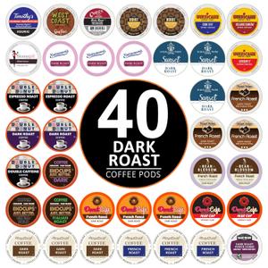 Perfect Samplers Dark Roast Coffee Pod Variety Pack - Pack for Keurig K Cups Coffee Makers, Bold 40 Count