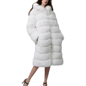 Lisa Colly Women Plus Size Faux Fur Jacket Big Hooded (White,Small)