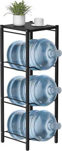 5 Gallon Water Jug Rack, 4 Tier Detachable Water Bottle Holder With Storage Shelf, Heavy Duty Water Jug Dispenser Stand Organizer for Kitchen, Office, Home, Black