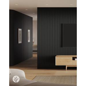DOLLAR BOSS Wood Slat Acoustic Panels for Wall, 46.5" x 23.8" 2Pcs Soundproof Absorbing Wall Panel with Wood Finish 3D Fluted, Matte Black
