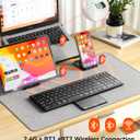 Foldable Bluetooth Keyboard with Touchpad & Number Pad, 3 Devices (2.4G+BTx2) Fold Portable Keyboard, Full Size Key Large Trackpad Wireless Travel Rechargeable Keyboards for Android Windows iOS Tablet