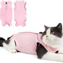 Cat Recovery Suit for Abdominal Wounds or Skin Diseases, Cat Onesie for Cats After Surgery Female Kitten Recovery Suit, Breathable E-Collar Alternative for Cats After Spay Anti Licking Wounds (Pink) M