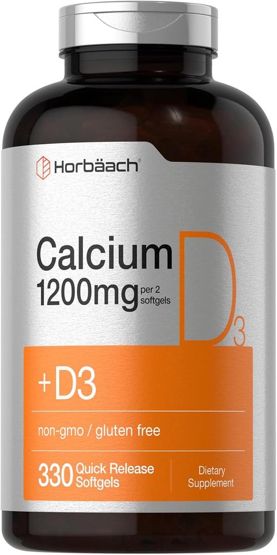 Horbäach Calcium 1200 mg with Vitamin D3 | 330 Softgels, Exp 05/2028