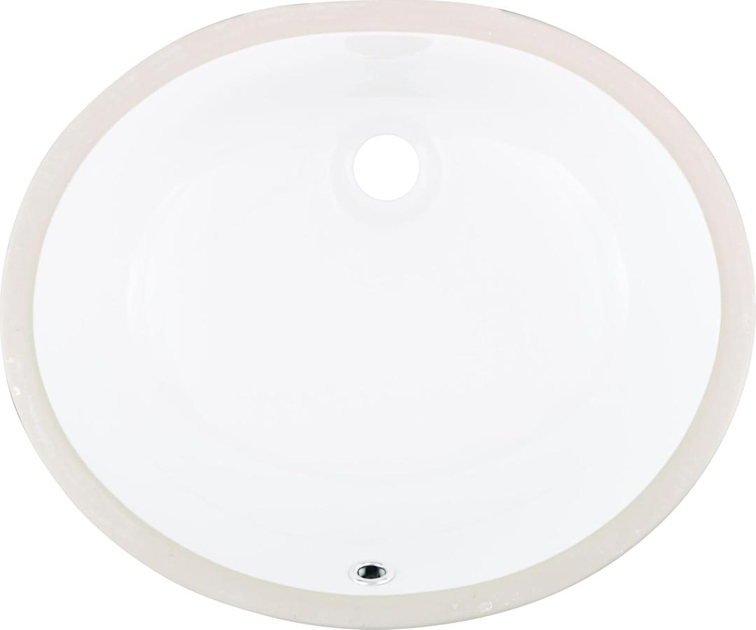 MSI 17.0 (L) x 14.125 (W) x 7.75 (H) Oval Porcelain Ceramic Undermount Bathroom Vanity Vessel Sink, White