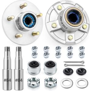 2 Sets 3500 lbs 5 on 4.5 Galvanized Trailer Hub and #84 Spindle Kit