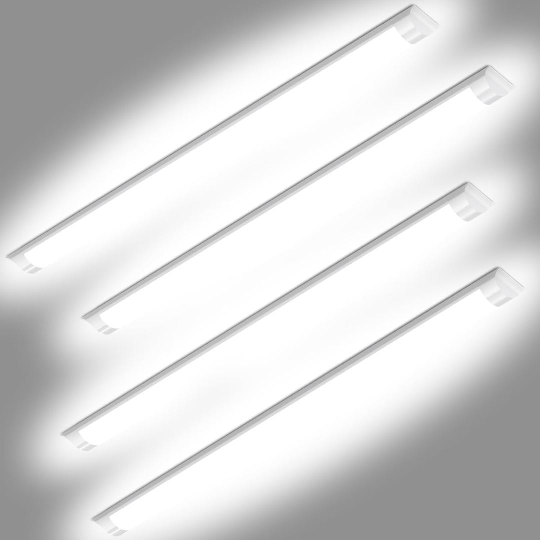 DAKASON 4FT LED Closet Light Fixture, 4-Foot Flush Mount Garage Ceiling Lighting 36W 4320lm, 48in Flat Panel Lights Hardwired for Basement, Kitchen, Utility, 3/4/5000K Adjustable No Plug 4 Pack