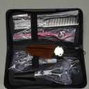 5.5 Inches Hair Cutting Scissors Set with Razor Combs Lether Scissors Case,Hair Cutting Shears Hair Thinning Shears for Personal and Professional (Voilet) (Violet)