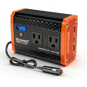 400W Car Power Inverter for Vehicles, Portable ​Charger Converter Dual AC Car Plug Adapter Outlet, USB 24W/30W Fast Charger, Car Cigarette Lighter Adapter for Laptop, Phone on Road Trip Essentials