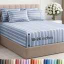 Extra Deep King Sheet Set - 6 Piece Breathable and Cooling Sheets - Hotel Luxury Bedding for Women, Men, Kids & Teens - Easy & Secure Fit - Soft and Wrinkle Free - Extra Deep Pockets - Blue Stripes