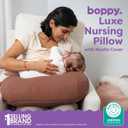 Boppy Nursing Pillow, Cotton Muslin Ergonomic Breastfeeding Support Pillow | Bottle & Breastfeeding Pillow, High Lift & Firm Support, Water-Resistant, Washable Cotton Muslin Cover - Chestnut