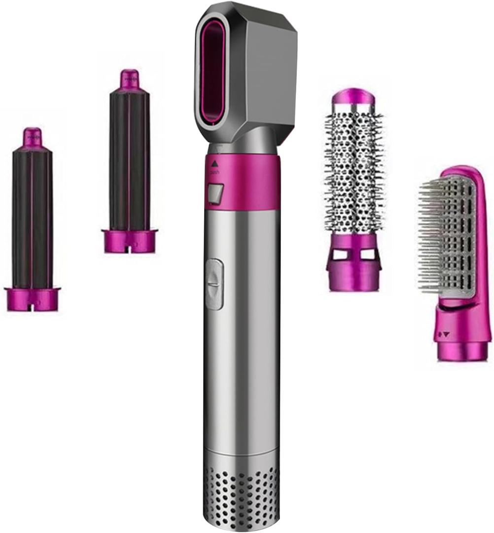 5-in-1 Professional Hair Styling Tool  Fast-Drying Blow Dryer with Curling Barrels, Volumizing Brush, Paddle Brush & Styling Nozzle for Curling, Straightening & Smoothing