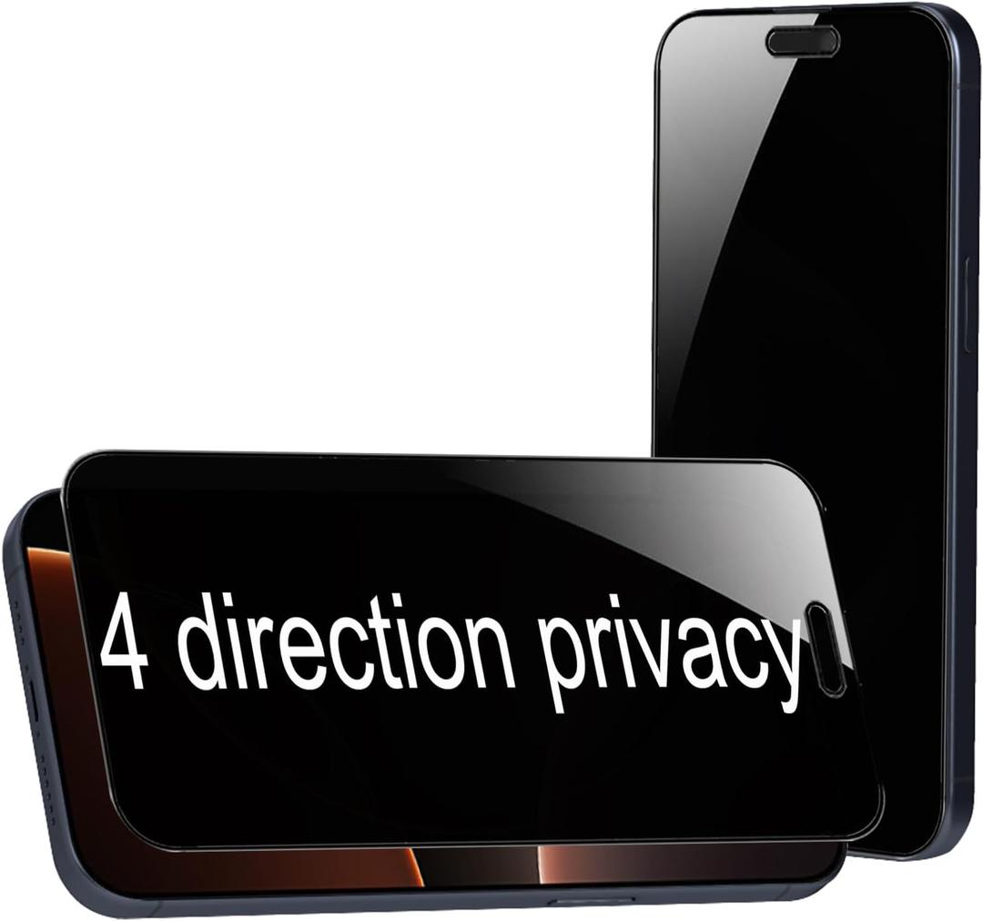 2 Pack 360 Degree Privacy Tempered Glass for iPhone 16 Pro Max Anti-Spy 4 Directions Screen Protector Film 4 Sides Anti-Peeping 6.9 inch