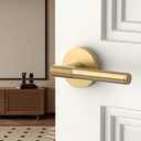 Asidrama 4 Pack Champagne Bronze Passage Door Handles, Door Lever with Door Knobs Indoor for Bedroom or Bathroom, Heavy Duty Door Handles Interior with Locks for Left Right Sided Doors