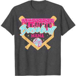 Baseball Mom Drip Ice Cream Baseball Mama Mother's Day T-Shirt, S