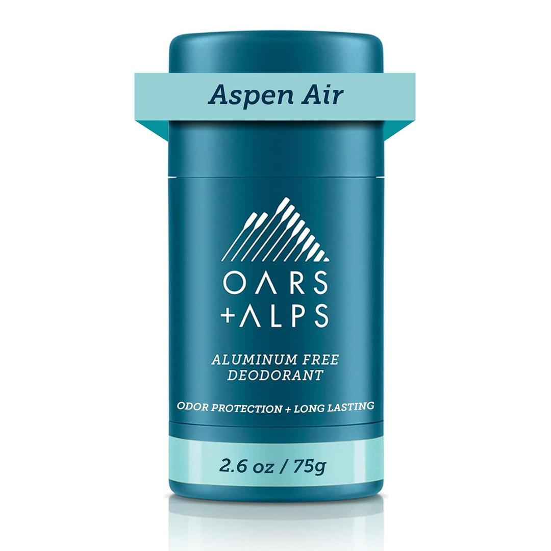 Oars + Alps Deodorant for Men & Women, Aluminum Free Deodorant for Men, Dermatologist Tested, Clean Ingredients, Non Toxic, Vegan, Long Lasting, Odor Protection, Aspen Air, 1pk, 2.6oz