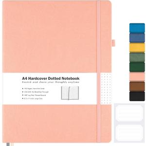 Dotted Journal, Hardcover Notebook 8.5 x 11, Dot Grid Notebook Journal for Women, Men, Large Leather Journals for Writing, Bullet, No Bleed Thick Paper, A4 Notebooks for Work, School, Notes, Pink