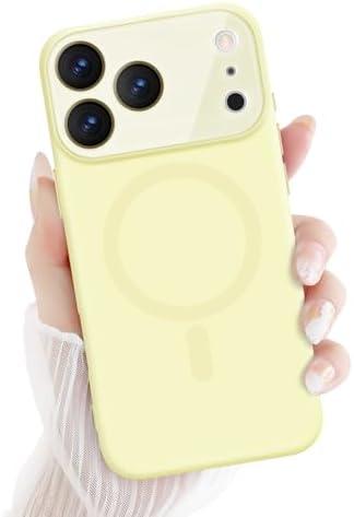 Newseego for iPhone 17 Pro Magnetic Case, Cute Soft Liquid Silicone Case for Women Girls Men Anti-Scratch Anti-Drop Shockproof Bumper Full Camera Lens Protection Cover for iPhone 17 Pro-Yellow