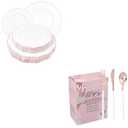 WDF 90Pieces Rose Gold Plastic Silverware-60pcs Rose Gold Plastic Plates