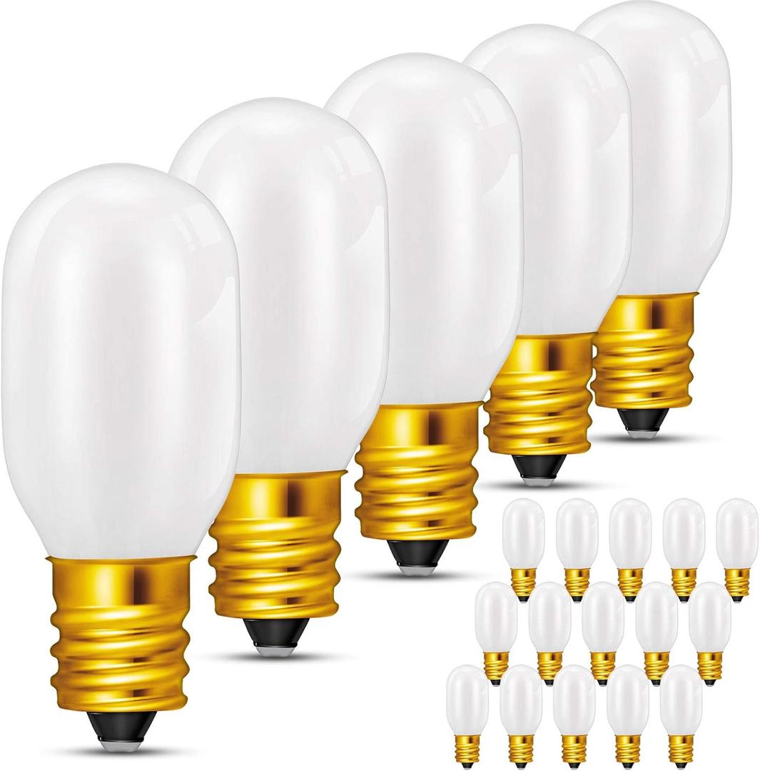 Honoson 20 Pieces Christmas Village Light Bulbs 6 W Replacement Bulbs, E12 Candelabra Base T20 Bulb Accessory for Villages Houses Dept 56, Christmas Tree