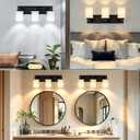 3-Light Black Bathroom Light Fixture with Milk White Glass Shade, Modern Vanity Lighting Over Mirror for Bedroom Living Room Hallway, E26 Bulb Base
