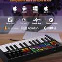 MIDI Keyboard Controller, 25 Key Rechargeable MIDI Keyboard with 8 Backlit Drum Pads, 8 Knobs, OLED Display, DAW Integration, MIDI Controller for Music Production