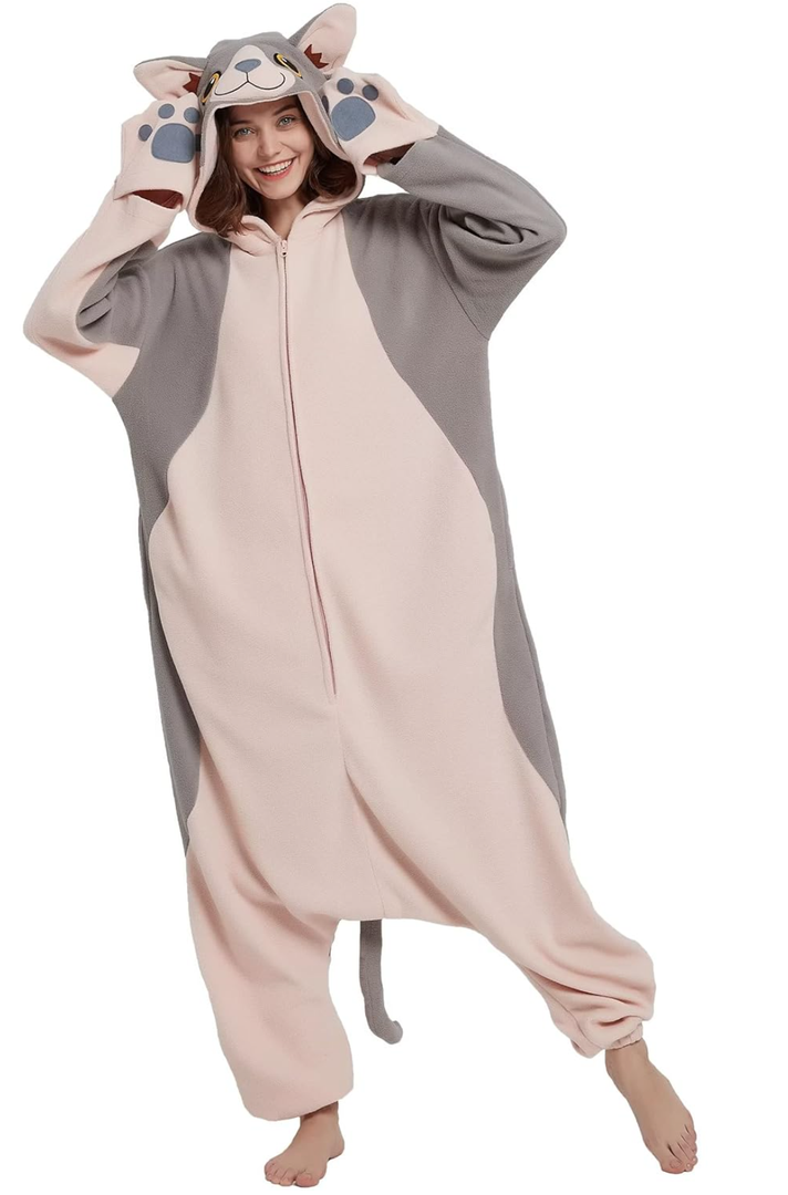 DarkCom Sphynx Cat Onesie Halloween Costume One Piece Unisex Adult Pajamas Women Men Sleepwear Christmas Pajamas XL