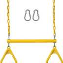 Jungle Gym Kingdom Swing Sets for Backyard, Monkey Bars & Swingset Accessories - Set Includes 18" Trapeze Swing Bar & 48" Heavy Duty Chain with Locking Carabiners - Outdoor Play Equipment (Yellow)