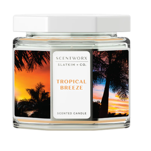 Scent WorX Tropical Breeze, Scented Candle with SeaGrass, Marine Spray, Jasmine, and Island Orchid.