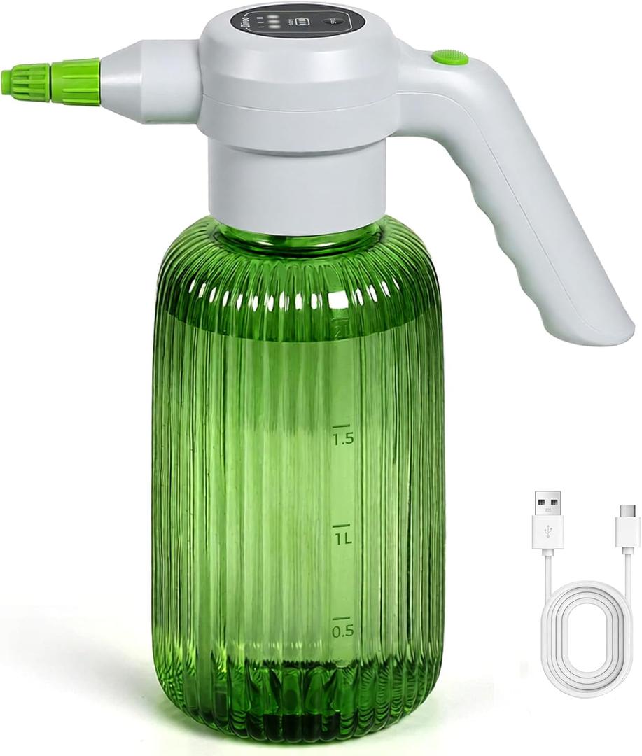 Diivoo Electric Spray Bottle 2L/0.5 Gallon, 3 Speed Flow Rechargeable Battery Powered Sprayer, Adjustable Nozzle Automatic Spray Bottle, Outdoor & Indoor Plant Sprayer for Garden