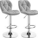 Yaheetech Grey Bar Stools Set of 2, PU Leather Bar Chairs with Backrest, Height Adjustable Swivel Island Stools for Bar, Kitchen Counter, Light Grey