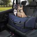A 4 Pet Dog Car Seat for Medium/Large Dog or 2 Small Dogs, Booster Travel Pet Seat with 2 Safety Seat Belts & Storage Bags, Portable Comfortable Pet Seat for Dogs Under 55 lbs