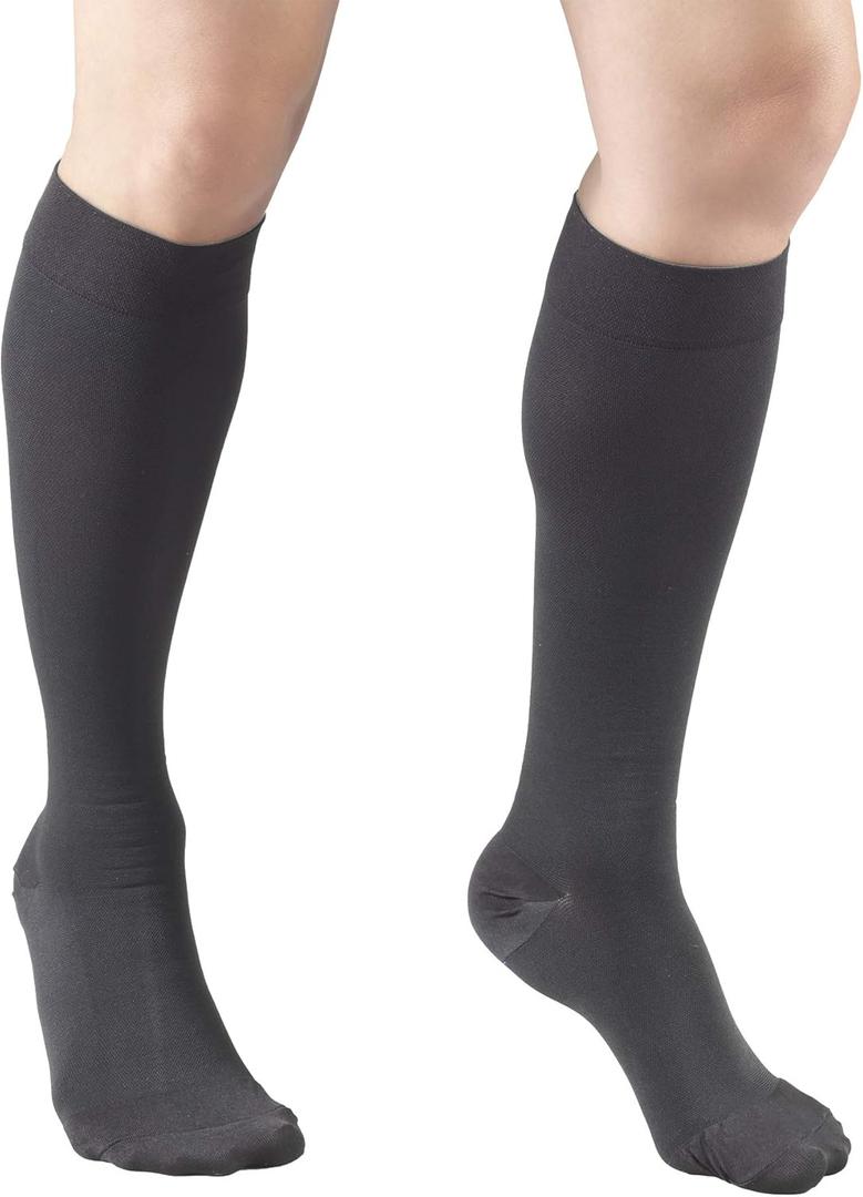 Truform 20-30 mmHg Compression Stockings for Men and Women, Knee High Length, Closed Toe, Charcoal, Medium (Medium (1 Pair))