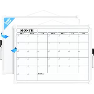MaxGear 16" x12 Dry Erase Monthly Calendar Whiteboard, Double-Sided Small White Board Dry Erase for Wall, Portable Dry Erase Board with Marker for Planning, Writing, Learning, Drawing