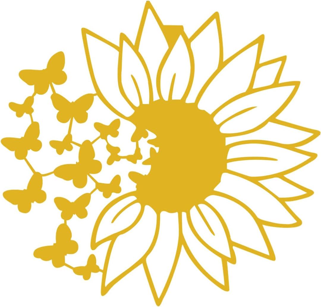 Heoclao Sunflower Metal Wall Art, Gold Sunflower Wall Decor, Metal Floral Wall Sculpture for Home Office Garden Outdoor