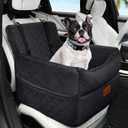 HEGGCOOE Small Dog Car Seat, Memory Foam Dog Booster Car Seats with Thick Cushion for Medium Dogs Under 35lbs, Detachable Washable Dog Bed for Car, Pet Carseat with Storage Pockets,2 Safety Belts