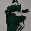 Women's Triangle Bikini Sets Two Piece Double Straps Halter Swimsuit Tie Side String Cheeky Bathing Suits (S, Dark Green)