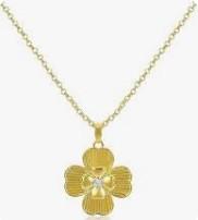 Gold Pendant Necklace Flower Rudder Compass Necklace for Women, Four Leaf Clover Saturn Moon Star Gold Plated Chain Dainty Necklaces Trendy Jewelry Wedding Anniversary Birthday Gift for Her
