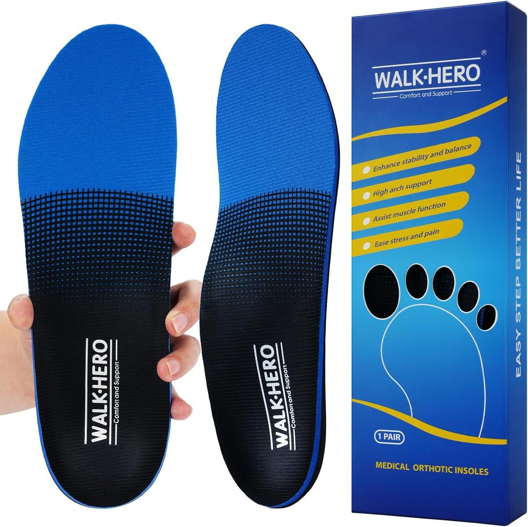 Inserts Relieve Plantar Fasciitis - Flat Feet Insoles Arch Supports, Orthotic Insoles for Foot Pain Arch Pain Reduce Muscle Fatigue Absorb Shock (Mens 4-4 1/2 | Womens 6-6 1/2) (Blue)