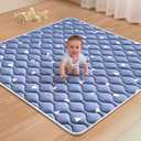 Premium Foam Baby Play Mat for Floor 47" X 47", Thicken One-Piece Crawling Mat, Non-Slip Cushioned Baby Playmats for Infants, Babies, Toddlers - Machine Washable for Easy Care (Dream Blue)