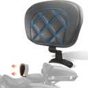 FOVPLUE Rider Backrest,Adjustable Driver Backrest Pad Kit fits for Harley Touring CVO Road Glide Road King Electra Glide Street Glide FLHR FLTRX FLHX FLHT 2009-2023,Double Blue Stitching
