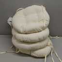 Blazing Needles Solid Twill Round Tufted Chair Cushions (Set of 2), 16", Natural