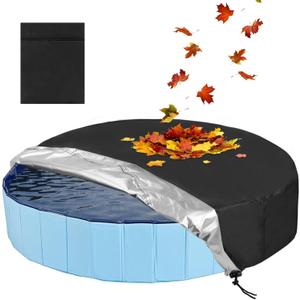 Rypet 79 inch Dog Pool Cover Foldable Round Pool Covers Pet Collapsible Swimming Pool Covers Portable Pet Pool Cover Pools Accessories for Dog Pool Bathing Tub (Black)