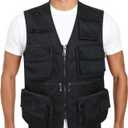 LISUHEPEAL Men’s Fishing Vest Summer Outdoor Work Safari Travel Photo Vest with Multi Pockets (818-Black, M)