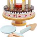 PairPear Birthday Party Cake Playset for Kids,Wooden Toys Play Food