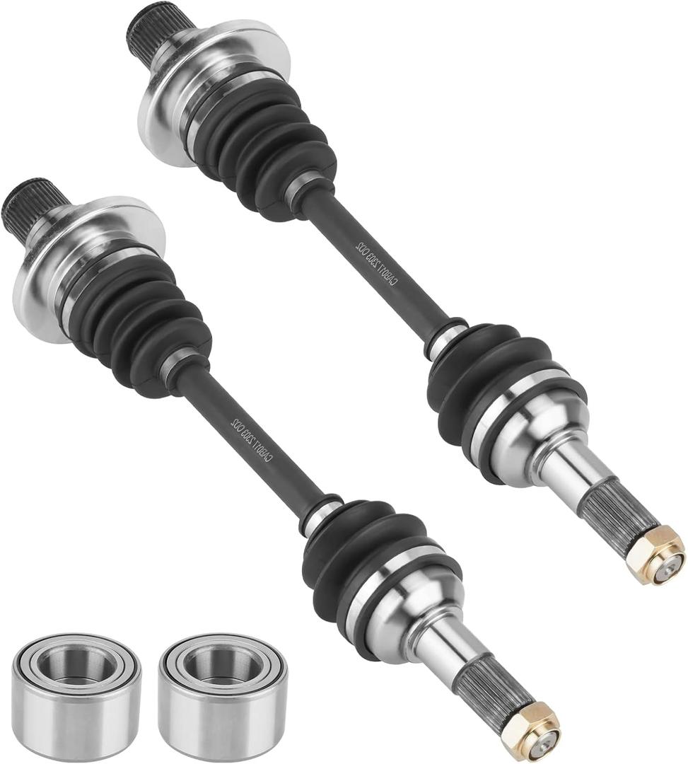 Rear CV Axle with Wheel Bearing Kit for Yamaha Grizzly 660 4x4 YFM660F 2003 2004 2005 2006 2007 2008; 2 pcs Left + Right Greased 4340 Chromoly Steel CV Axle Drive Shaft & Bearing Assembly