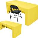 Nasitos 2 Pack Yellow Tablecloth Rectangle Fitted for 4 Foot-Open Back Tablecloth Fabric Washable and Wrinkle Resistant Table Cover for Trade Show, Parties, Banquet, Buffet, Baby Shower